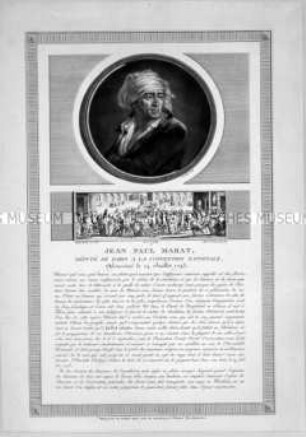 Porträt des Jean Paul Marat - mit einer Darstellung seines Triumphzuges (Porträtfolge zur Französischen Revolution)