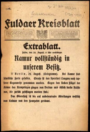 1914: Fuldaer Kreisblatt / Extrablatt