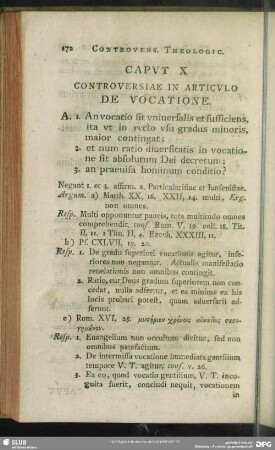 Caput X. Controversiae In Articulo De Vocatione