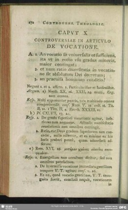 Caput X. Controversiae In Articulo De Vocatione