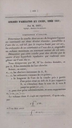 Concours d´argégation aux lycées, année 1851.
