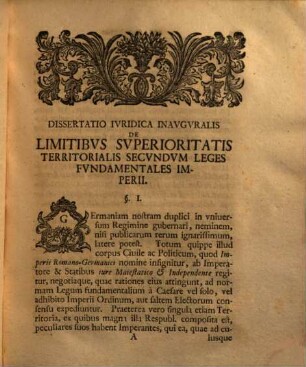 Diss. ... de limitibus superioritatis territorialis secundum leges fundamentales imperii