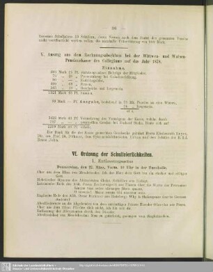 VI. Ordnung der Schulfeierlichkeiten