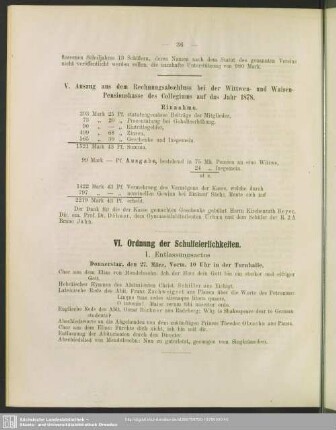 VI. Ordnung der Schulfeierlichkeiten