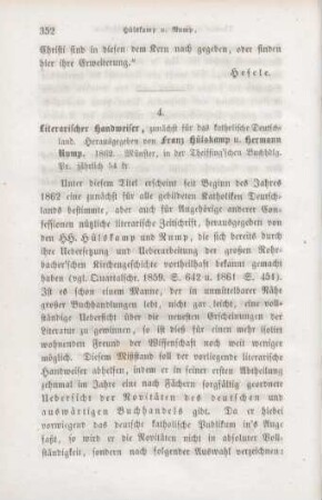 352-356 [Rezension] Literarischer Handweiser 1862