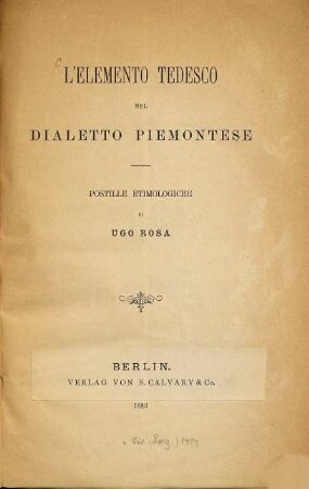 L'elemento tedesco nel dialetto piemontese : Postille etimologiche