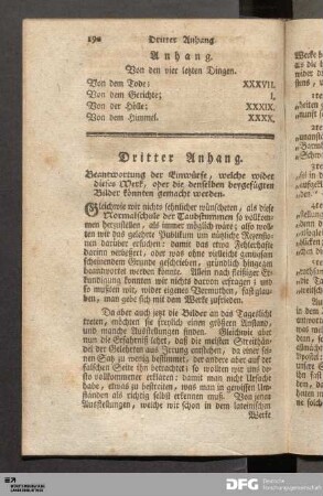 Dritter Anhang. Beantwortung der Einwürfe.