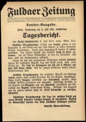 Ausgabe vom Donnerstag, den 08. Juli 1915.