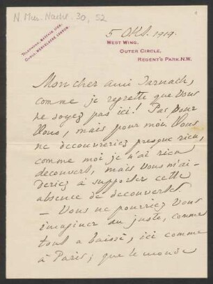 Brief an Philipp Jarnach : 05.10.1919