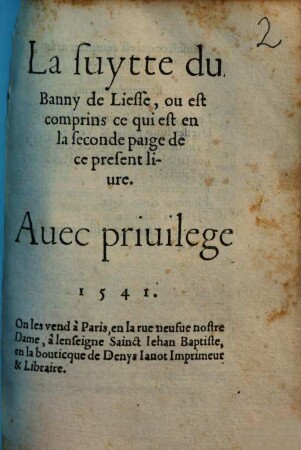 La suytte du Banny de Liesse, ou est comprins ce qui est en la seconde paige de ce present livre