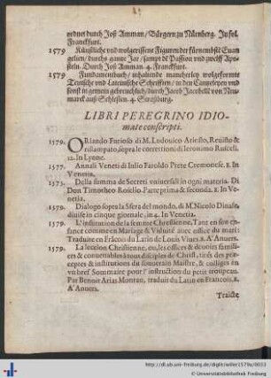 Libri Peregrino Idiomate conscripti.