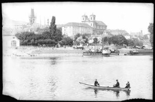 Leitmeritz. Blick über die Elbe mit Dampfer "Pirna" zu Rathaus und Jesuitenkolleg