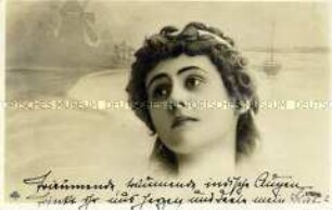 Postkarte mit Frauenbild