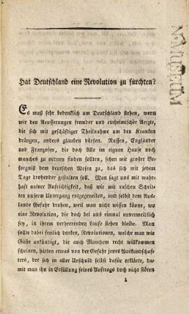 Hat Deutschland eine Revolution zu fürchten?