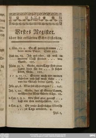 Erstes Register. über die erklärten Schriftstellen.