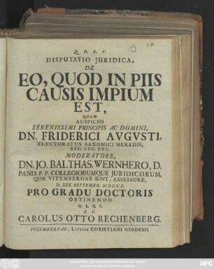 Disputatio Juridica, De Eo, Quod In Piis Causis Impium Est ...