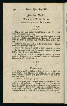 232-238, Zwölftes Kapitel. Von der Wortfolge (Arrangement des mots.)