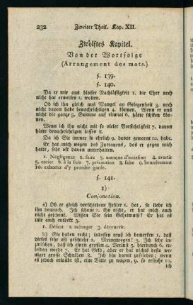 232-238, Zwölftes Kapitel. Von der Wortfolge (Arrangement des mots.)