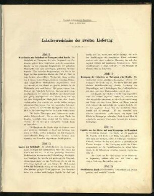 Inhaltsverzeichnis der zweiten Lieferung