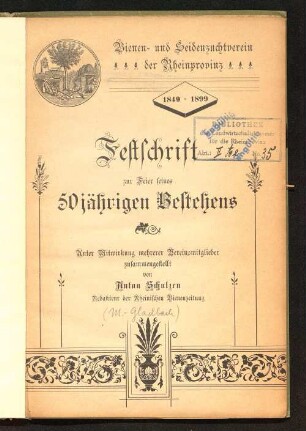 Festschrift zur Feier seines 50jährigen Bestehens : 1849 - 1899
