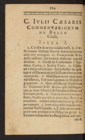C. Iulii Caesaris Commentariorum De Bello Civili, Liber I.