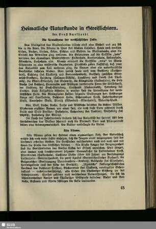 Heimatliche Naturkunde in Streiflichtern