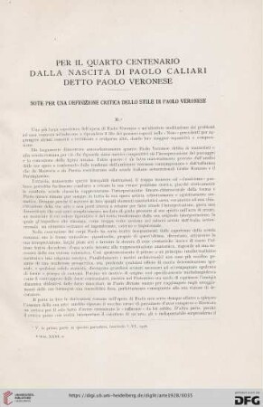 31: Per il quarto centenario dalla nascita di Paolo Caliari detto Peolo Veronese : note per una definizione critica dello stile di Paolo Veronese