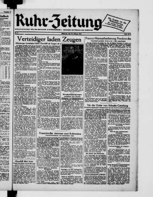 Ruhr-Zeitung ; Ausgabe G ; Gelsenkirchen, Bottrop/Gladbeck