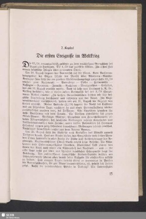 2. Kapitel. Die ersten Ereignisse im Weltkrieg
