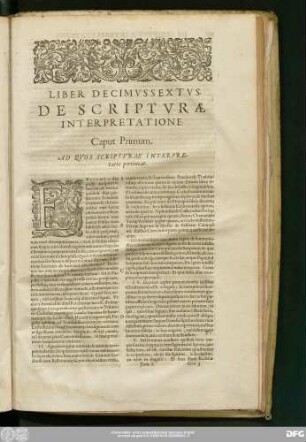Liber Decimussextus De Scripturae Interpretatione.