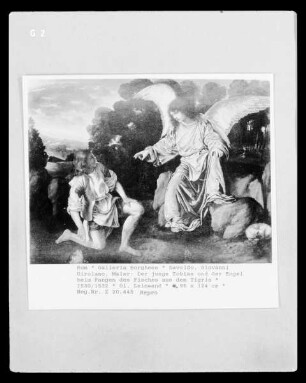Der junge Tobias und der Engel beim Fangen des Fisches aus dem Tigris