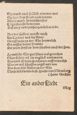 Ein ander Liedt ||