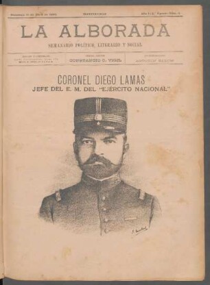 [Grabado de] Coronel Diego Lamas, jefe del E. M. del "Ejército Nacional"