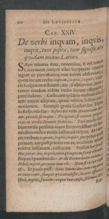 Cap. XXIV. De verbi inquam, inquis, inquit, tum positu, tum significatu quodam minus Latino.