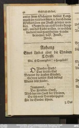 Anhang Eines Liedes über die Thränen Christi.