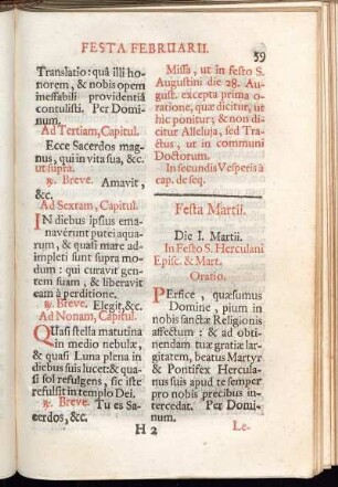Die I. Martii. In Festo S. Herculani Episc. & Mart. - Die V. Martii. In Festo Omnium Sanctorum Canonicorum Regularium S. Augustini. Duplex.