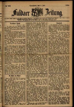 Ausgabe vom Samstag, den 03. Juli 1886.