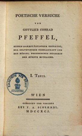 Pfeffels Gedichte, 1.