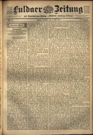 Zweite Ausgabe vom Dienstag, den 17. Mai 1898.