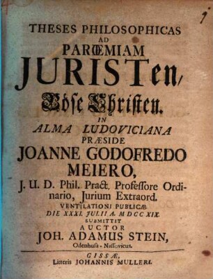 Theses Philosophicae Ad Paroemiam Juristen, Böse Christen