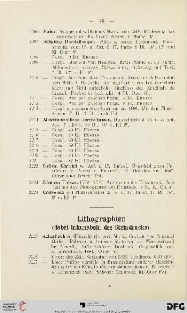 Lithographien, dabei Inkunabeln (Nr. 2225-2371)