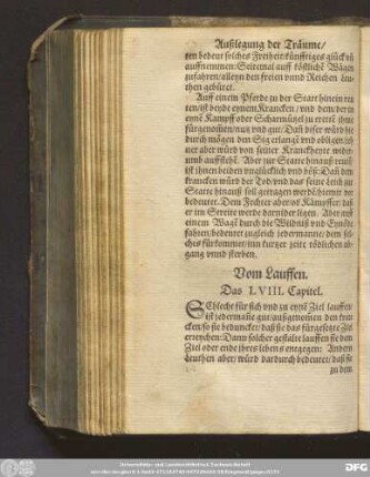 Vom Lauffen. Das LVIII. Capitel.