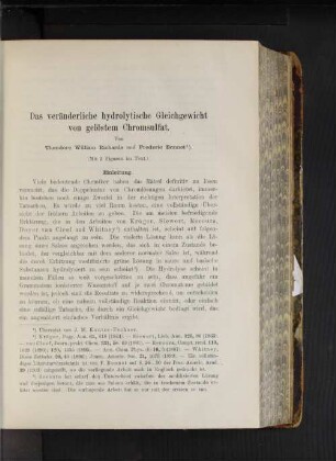Das veränderliche hydrolytische Gleichgewicht von gelöstem Chromsulfat