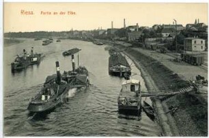 Riesa. Landungsbrücke d. Dampfschiffe mit Schleppern