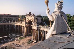 Restaurierungsarbeiten an den Communs im Schlosspark Sanssouci in Potsdam