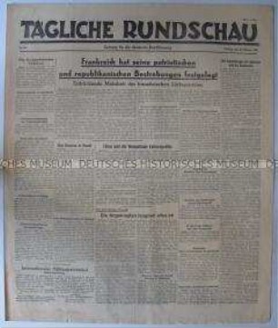 Sowjetische Tageszeitung für die deutsche Bevölkerung "Tägliche Rundschau" u.a. über die Ergebnisse der Wahlen in Frankreich