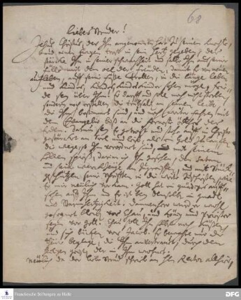 Brief von Johann Hieronymus Wiegleb an August Hermann Francke.