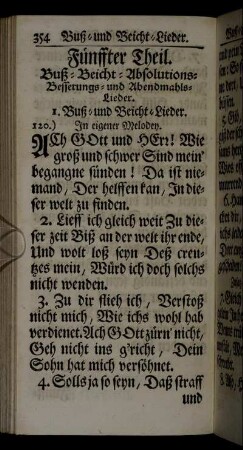 Fünffter Theil. Buß-Beicht-Absolutions-Besserungs-und Abendmahls-Lieder.