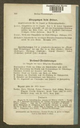 Personal-Veränderungen : seit Ausgabe des letzten Mitglieder-Verzeichnisses