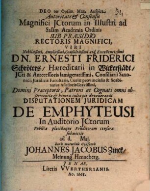 Disp. iur. de emphyteusi